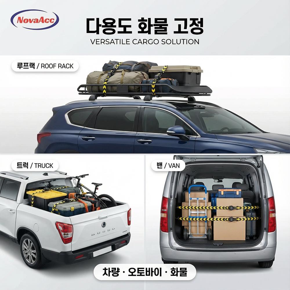 NovaAcc Heavy Duty Cargo Strap Auto Retractable Quick Release Tensioning Band for Truck Cargo Transport Car Motorcycle