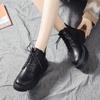 Footwear Combat Booties Platform Short Shoes for Woman Chunky Women's Ankle Boots Lace-up with Laces Biker Leather Punk Style Pu