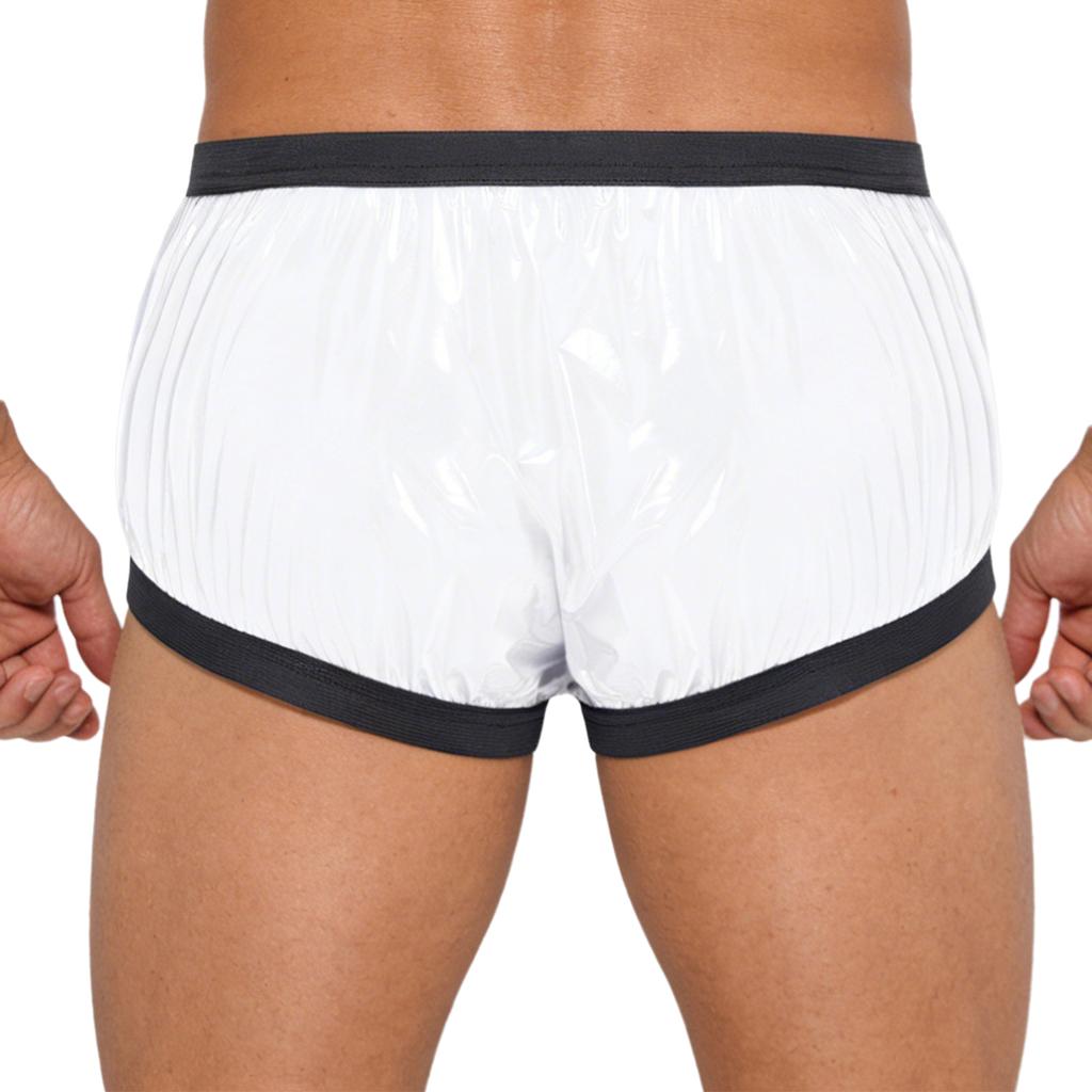 Adults Glossy Diaper Cover Boxer Shorts Waterproof Adaptive Underwear Elderly Nursing Shorts Anti-leak Briefs  for Special Needs