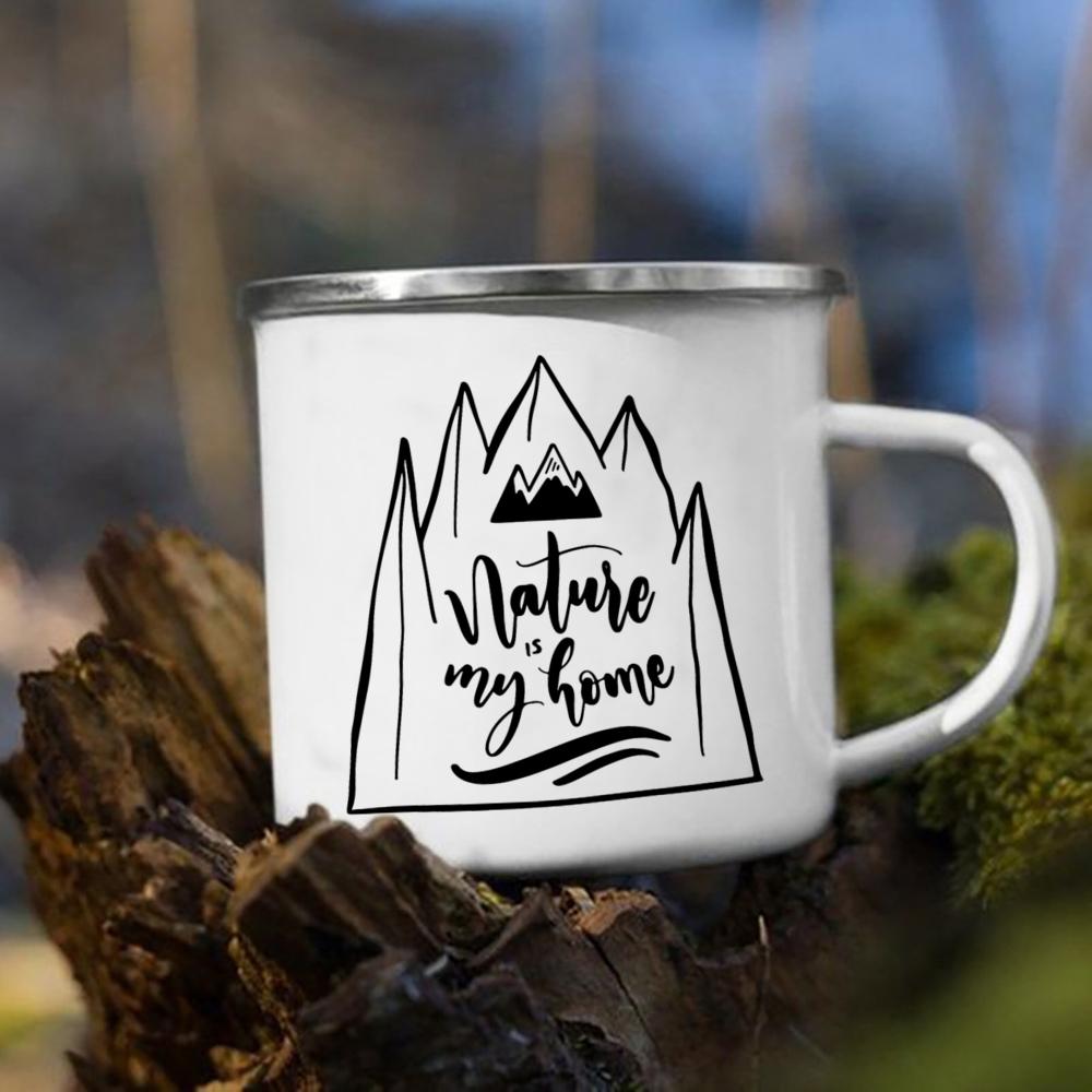 Let's Go Travel The World Camping Enamel Cup Handle Cups Coffee Tea Milk Mugs Party Best Gifts Camping Campfire Coffee Mugs