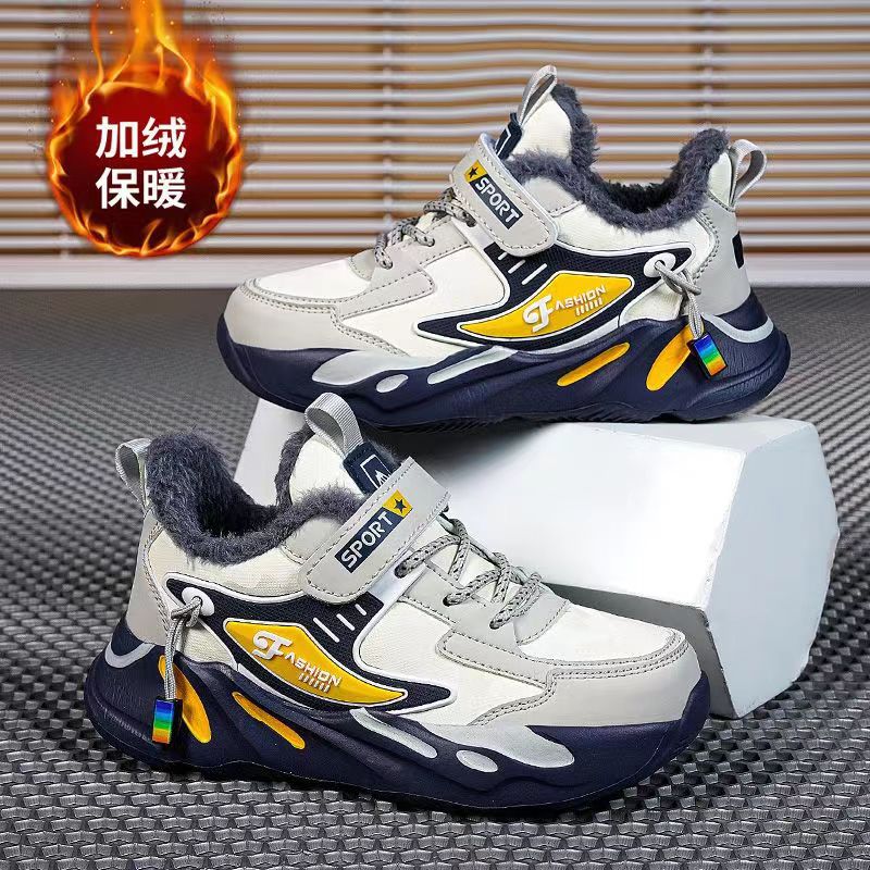 Спортивная обувь для мальчиков 2025 весна и осень новые одноклассники дышащие водонепроницаемые кроссовки для бега для детей среднего и старшего возраста студенческая кожаная обувь