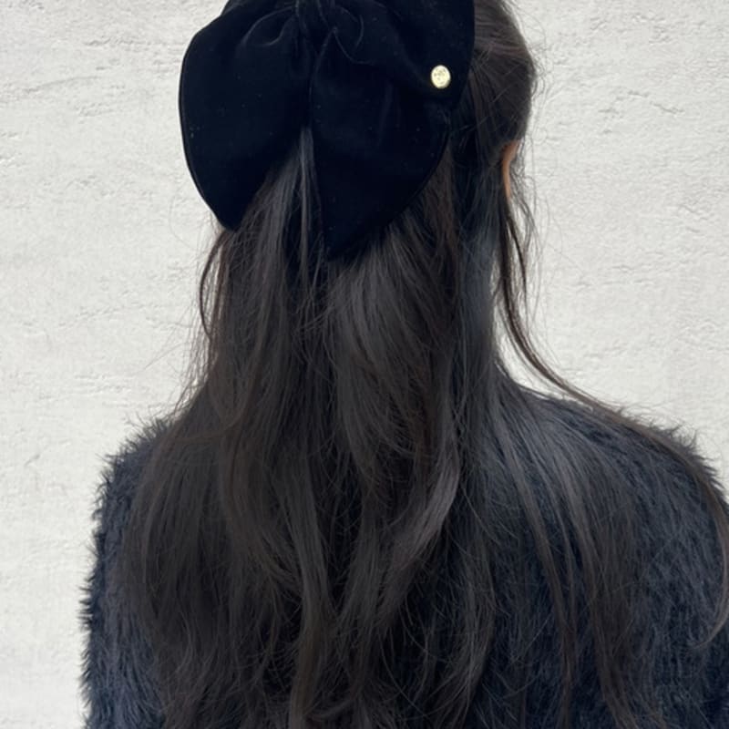 Брошь из бархатной ленты Lavishe Cameo Black Bold _ Импортная ткань