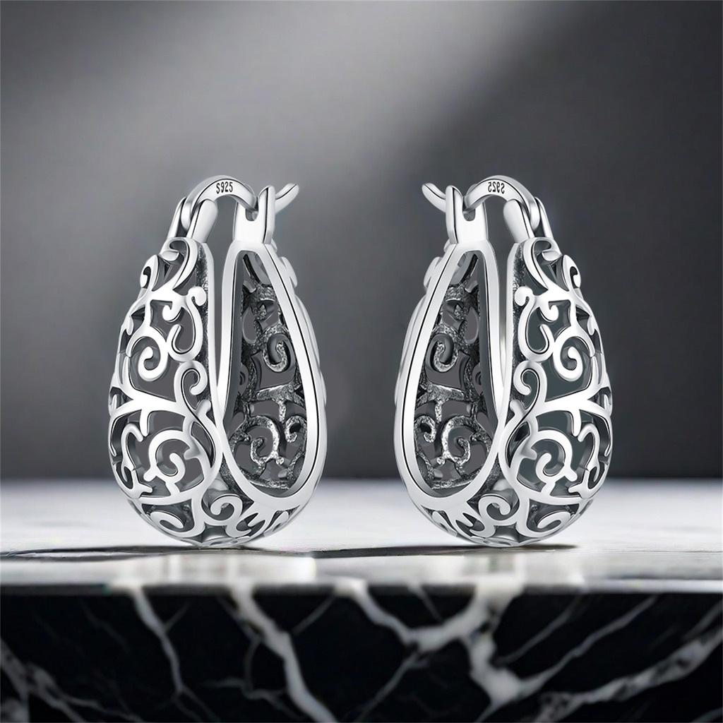 Серьги-кольца из серебра 925 пробы, серия «Винтажная лоза», универсальные серьги-кольца для женщин, ювелирные изделия, тонкие подарки на день рождения