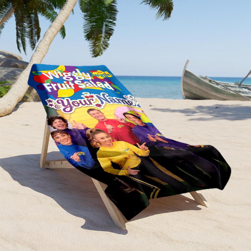 Wiggles Customize Text Beach Towel Soft Durable Quick-Dry Ideal for Travel Outdoor Swim Pool Yoga Surf Camping Hiking Gym Gift Holiday