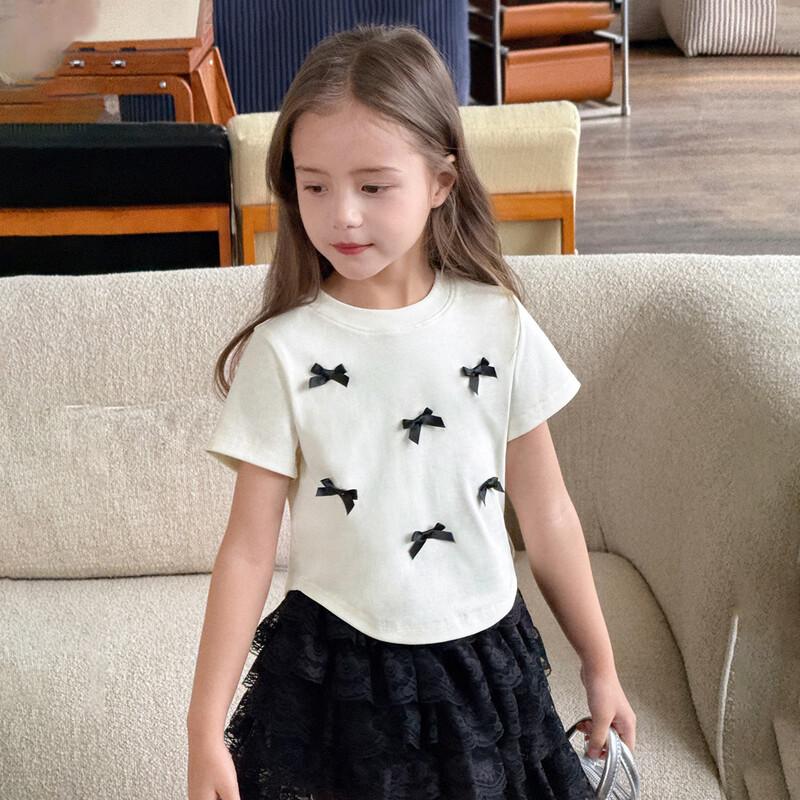 Girls' Bow-Knot Short Sleeve T-Shirt