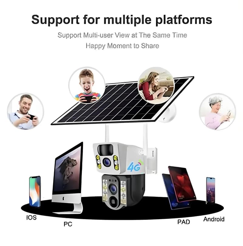 LS VISION 4G SIM Card 4K 8MP Camera Wifi Dual Lens Dual Screen PTZ Camera Auto Tracking Security Camera Outdoor CCTV Surveillance V380 Pro