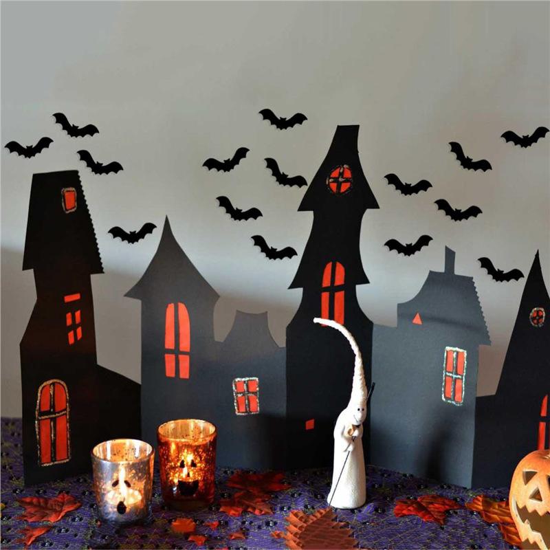 480pcs 10 pages Mini Halloween Bat Stickers Black Cute Kawaii Halloween Sticker DIY Cup Stationery Sticker Home Halloween Decor