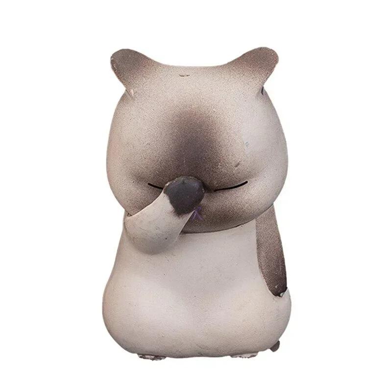 Kawaii Cute Cat Doll Ornaments Figures Statue Mini Model Desktop Toys Gifts for Room Office Kids Car Home Decoration Accessories
