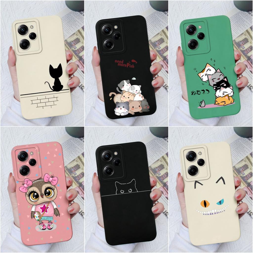 Phone Case For Xiaomi Poco M4 Pro X5 Pro C40 C50 C55 X3 X4 M3 Cute Shockproof Soft Liquid Silicone Matte Cover Cartoon Pattern For Xiaomi Poco Bumper