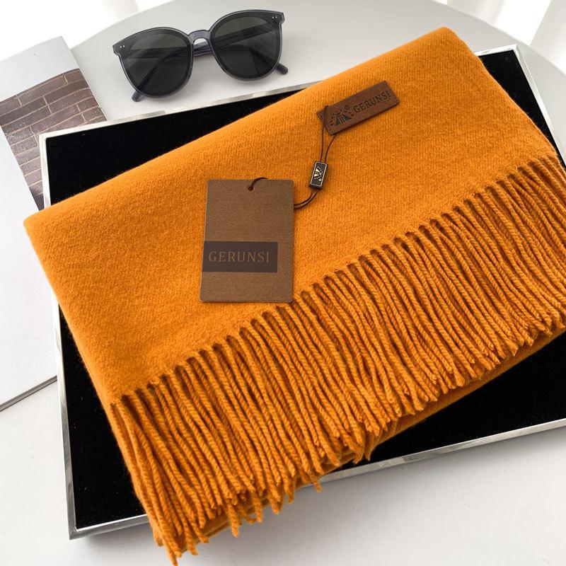 Cashmere Hand Feel Autumn And Winter Solid Color Scarf Women'S Thick Tassel Simple And Versatile Soft And Warm Imitation Cashmere Shawl