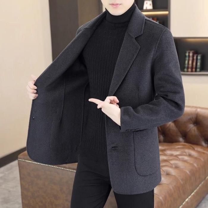2024 Men's Woolen Stand Collar Coat - Autumn/Winter Business Casual Trend