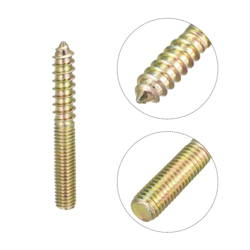 uxcell Hanger Bolts, M8 X 60mm, 8 Pieces, Double-Ended Knock Screws, Dowel Screws, for Wood Furniture, Renovation, Construction, Repair, and Jointing
