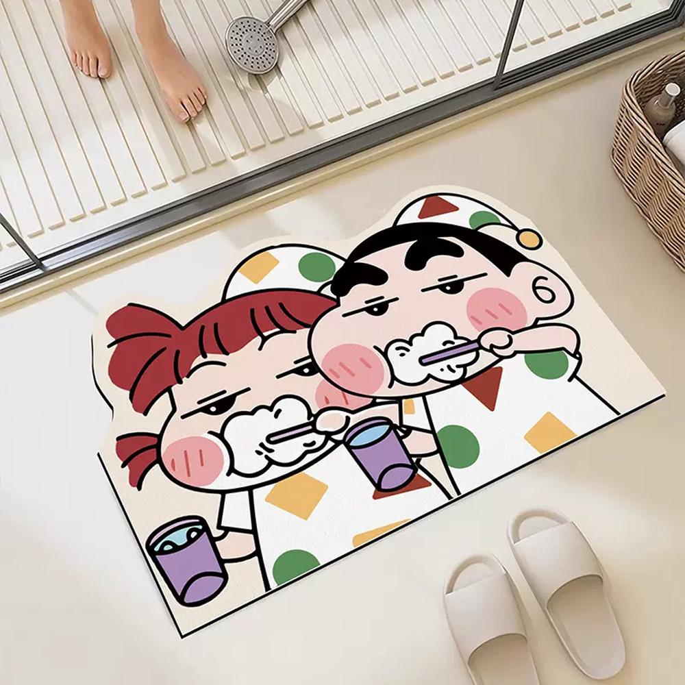 Коврик для пола из диатомовой земли Crayon Shin-chan, впитывающий влагу, для ванной комнаты или прихожей