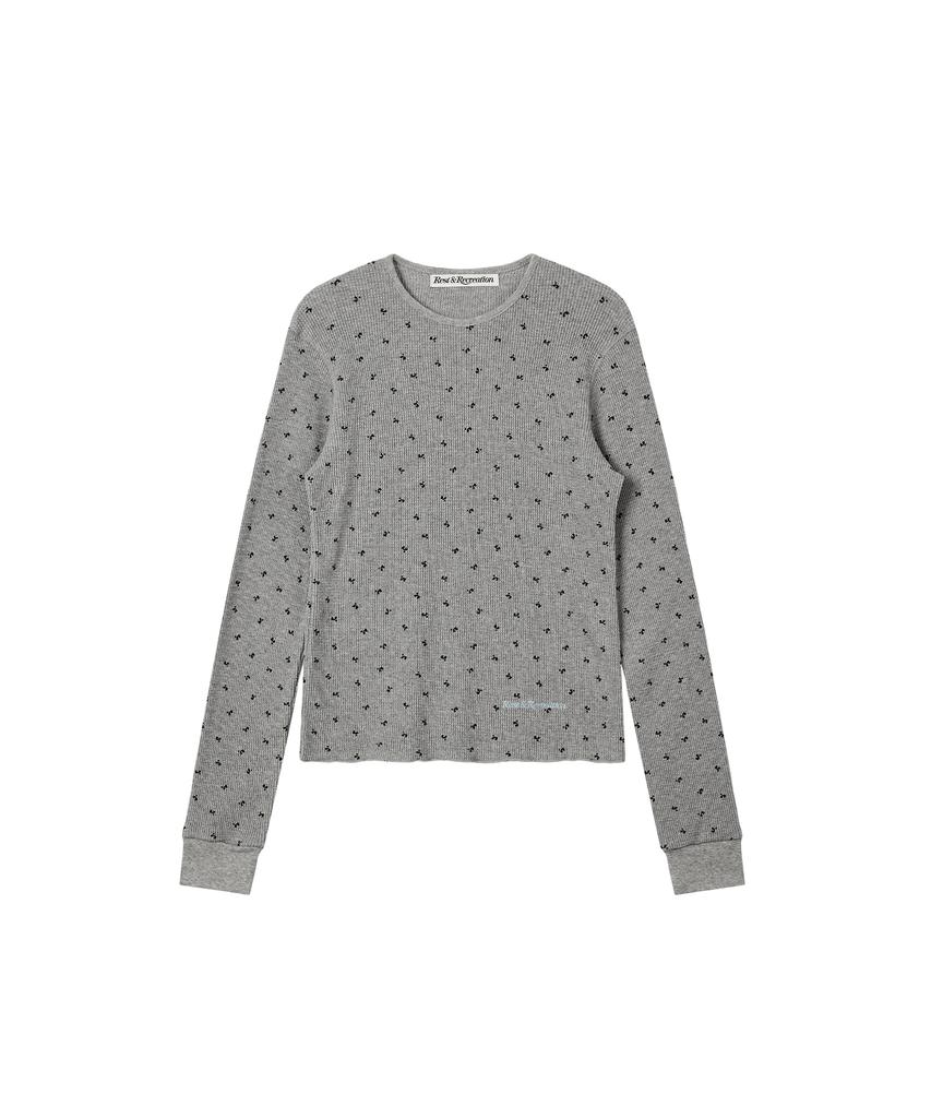REST&RECREATION Logo Pattern Waffle Top - Gray
