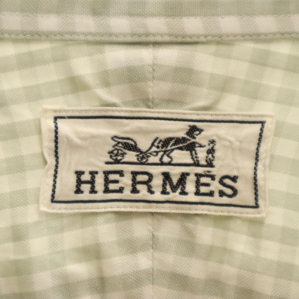 Hermes Сделано во Франции Рубашка с длинным рукавом на пуговицах в клетку 42 Мужская Б/У