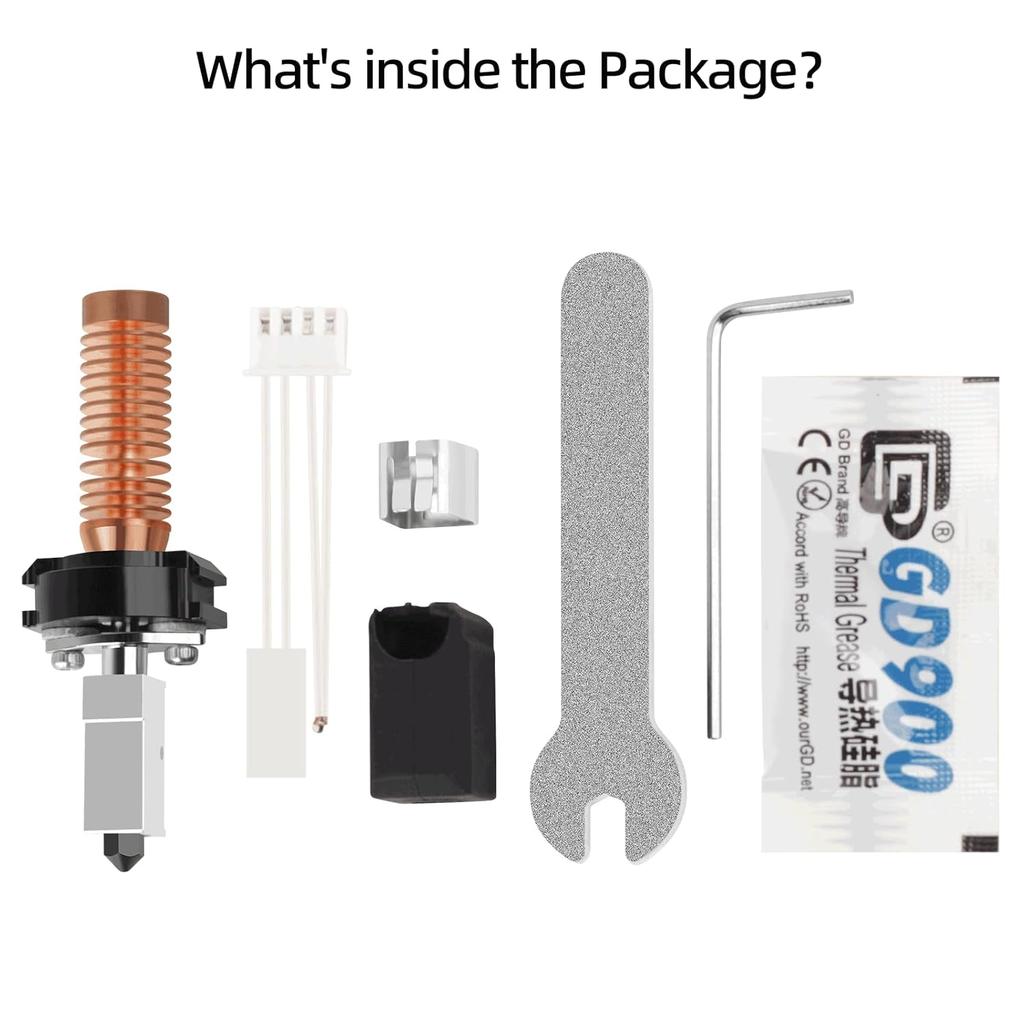 Обновленный керамический хотенд-комплект для 3D-принтера Flashforge Adventurer 5M/5M Pro, Быстрый нагрев, Быстросъемное сопло 0.4 мм из закаленной стали + Хромированная латунь