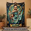 Custom Name Personalized Leo Messi Print Blanket, Home Decor, Bedroom, Sofa, Camping, Couch, Gifts for Birthday Christmas