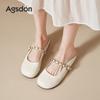 Augustine Flat-bottomed Bag Head Slippers Women's 2025 Summer New Fashion One-pedal Mary Jane Shoes Half-tow Sandals