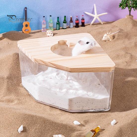 Прозрачная песочница для хомяка в ванной комнате, съемный контейнер для песочной ванны для мелких животных, маленький питомец