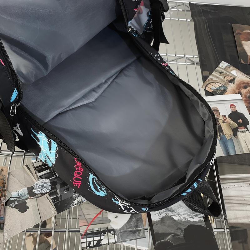 Школьный рюкзак для средней школы, женский, с принтом граффити, мужской, большой вместимости, дорожный рюкзак