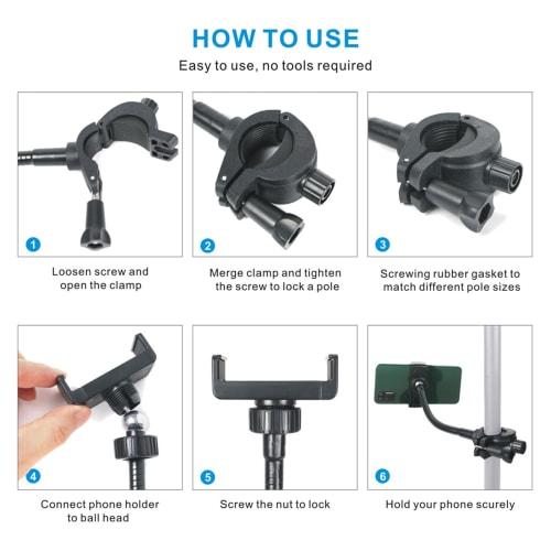 Smartphone Holder for Microphone Stands | Smartphone Holder for Music Stands, Adjustable Gooseneck Arm, Smartphone Mount for Studio and Drum Performan