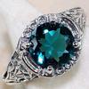 Retro Women Big Rhinestone Inlaid Hollow Carving Ring Vintage Party Jewelry