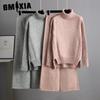 Autumn and Winter Laid-back Style Loose High-neck Sweater Set for Women, Fashionable and Chic Wide-leg Pants Two-piece Set for Women