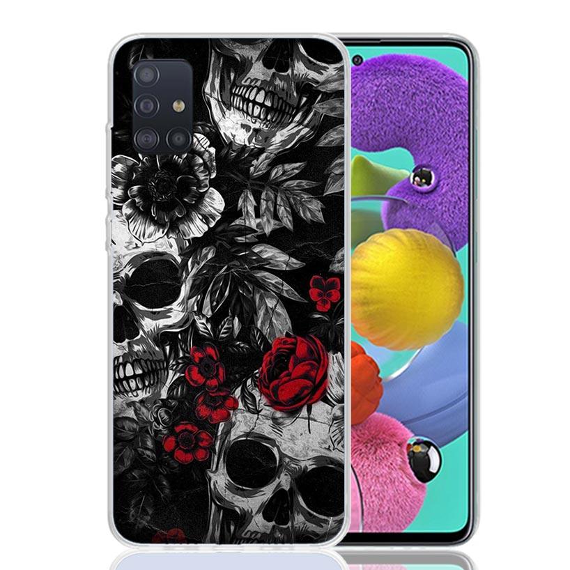 Human Skeleton Red Rose Phone Case for Samsung Galaxy A52 A51 A50S A12 A22 A32 A72 A10S A30S A31 A71 Note 20 Ultra 10 Plus S10 G