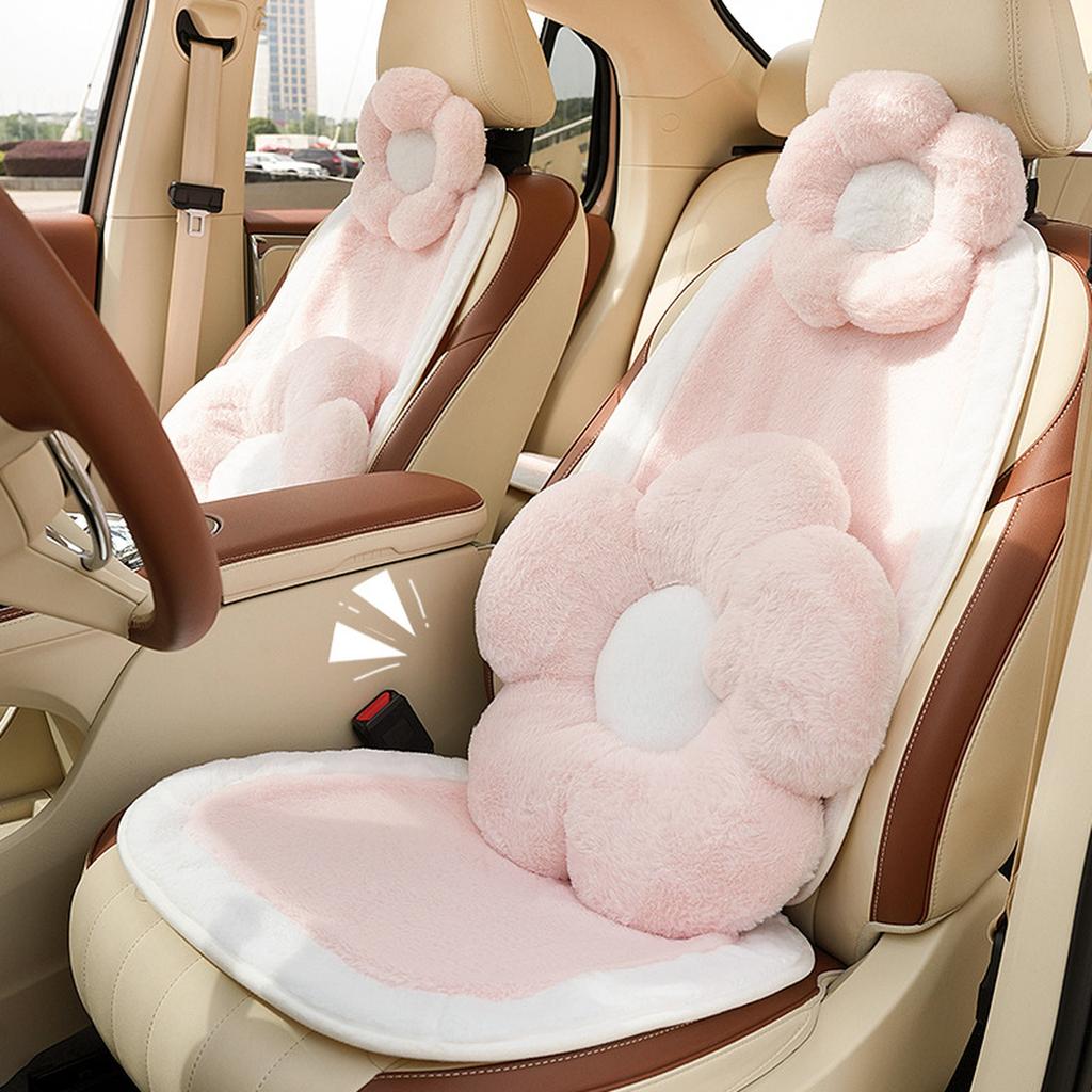 4 Pack Plush Flower Car Headrest Pillow and Lumbar Support Pillow Soft Comfortable Car Headrest Pillow Cute for