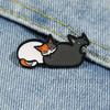 Two-Cat Cartoon Brooch Mean Cat Enamel Brooch Pin Digital 3D Technology Smooth Surface Black White Cats Pin Backpacks Hats Badge