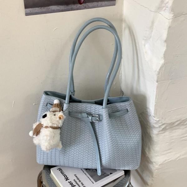 Fashion Woven Tote Bag Pattern Versatile Casual Shoulder Bag Simple Trend Retro Large Capacity Underarm Bag
