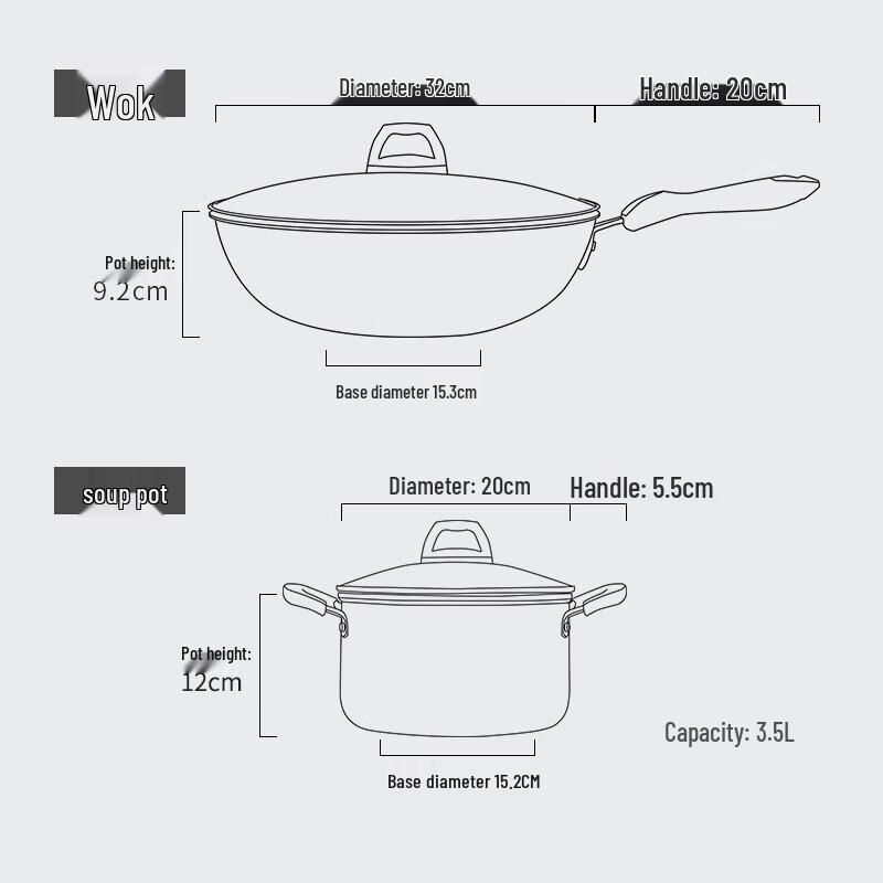 Cooker King Non-stick Wok & Soup Pot Set