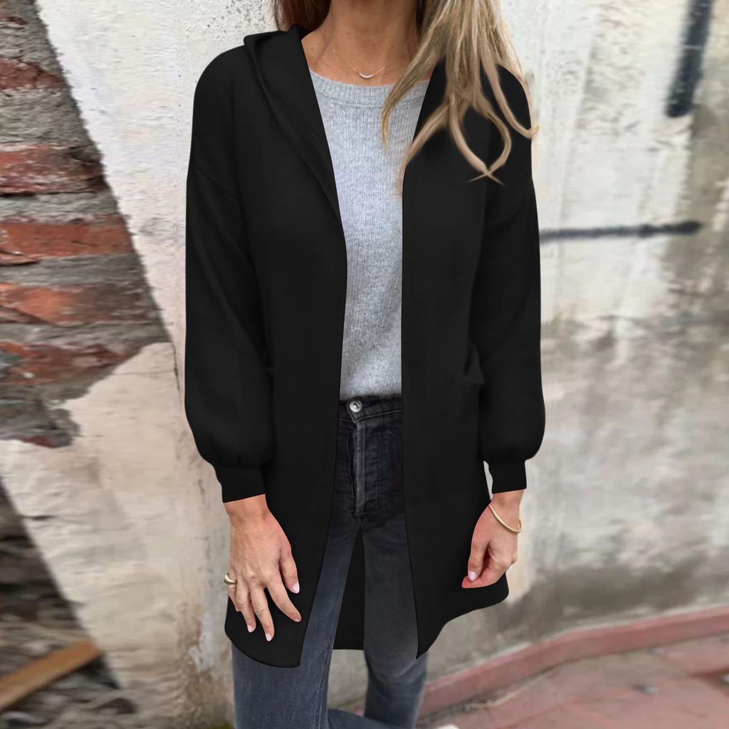 Long Sleeve Women Solid Color Hooded Top Lightweight  Jacket Coat Winter And Fall