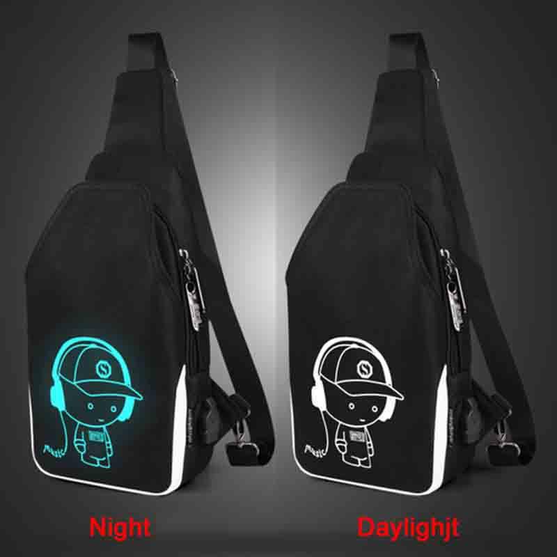 Stylish Luminous Outdoor Backpack With Usb Charging And Earphone Jack For School