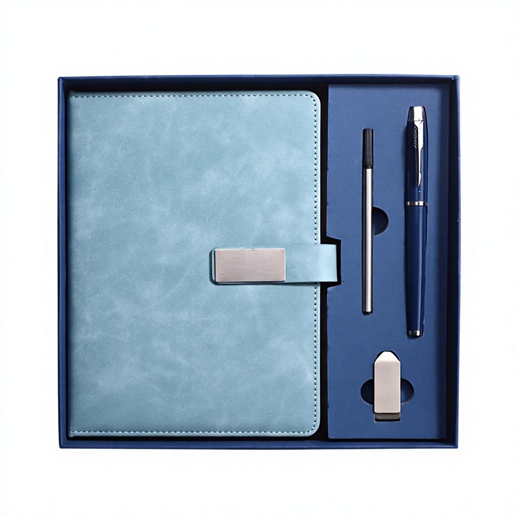 Custom Logo School & Business Notebook Set Wired Glue Bound PU Leather Cover Notepad Gift for Students and Professionals