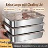 Stainless Steel Rectangular Food Storage Container with Lid for Fresh-Keeping, Hot Pot, and Picnic.