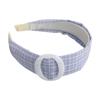 Blue Plaid Wide Brim Headband Round Shape Women Headband New Makeup Headband  For Hair Styling