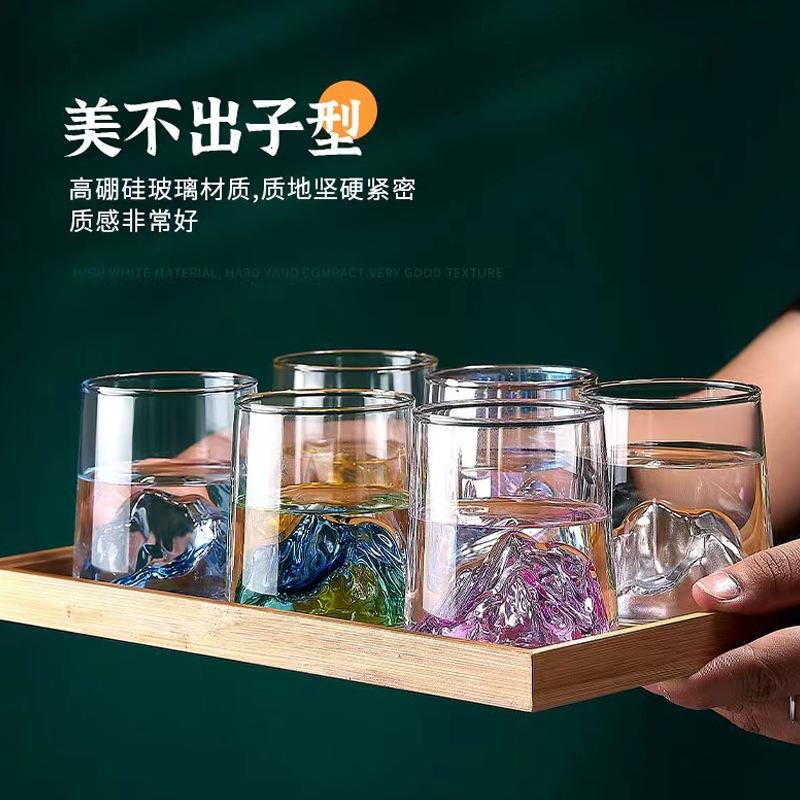 1 шт. японская креативная стеклянная чашка, красочная снежная гора, стеклянная чашка для чая, стакан для виски, стакан для воды, бокалы для вина