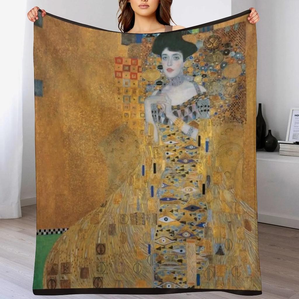 Gustav Klimts Lady in Gold Throw Blanket Fade Resistant Durable Throw Blanket