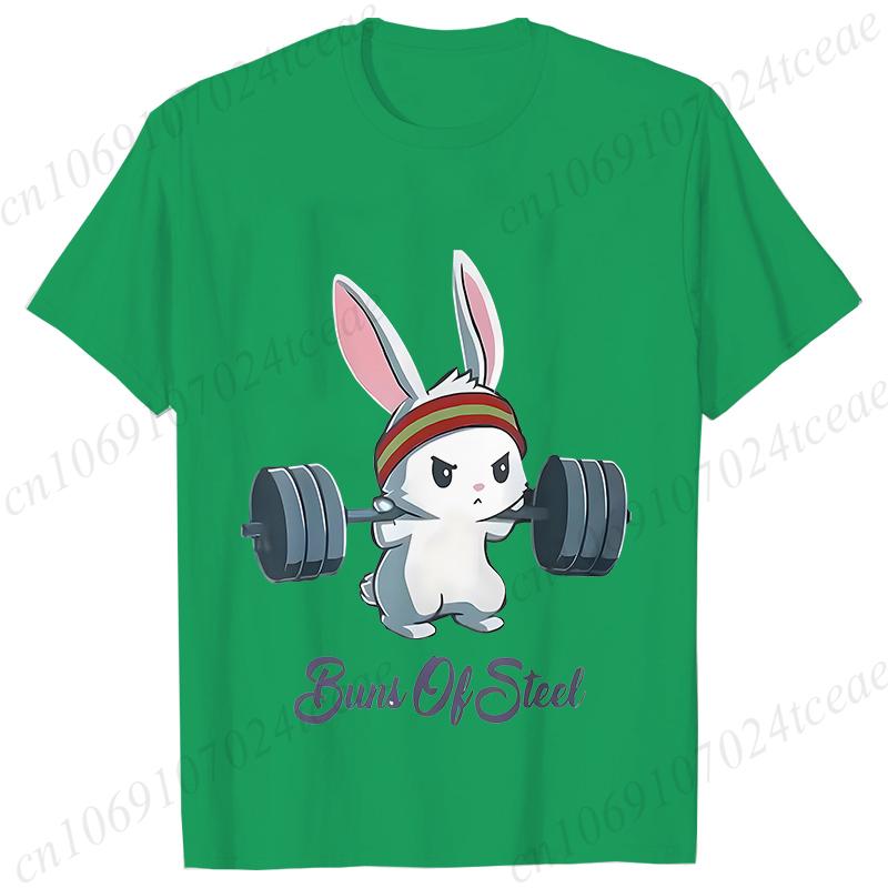 Buns of Steel T-shirts for Women Fitness Rabbit Bunny Lover Gym Workout Tees Shirt Fashion Hip Hop Streetwear Female Clothing