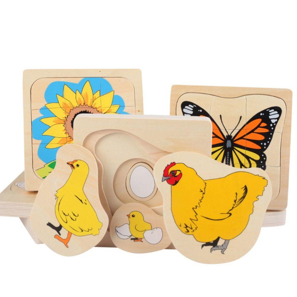 Montessori Multi-Layer Jigsaw Cognitive Growth Puzzles Wooden Toys Kindergarten Kids