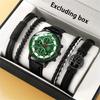 5PCS Set Mens Fashion Quartz Watches Top Brand Luxury Male Clock Watch Sport Mens Date Wrist Watch Bracelet Set Men Gift
