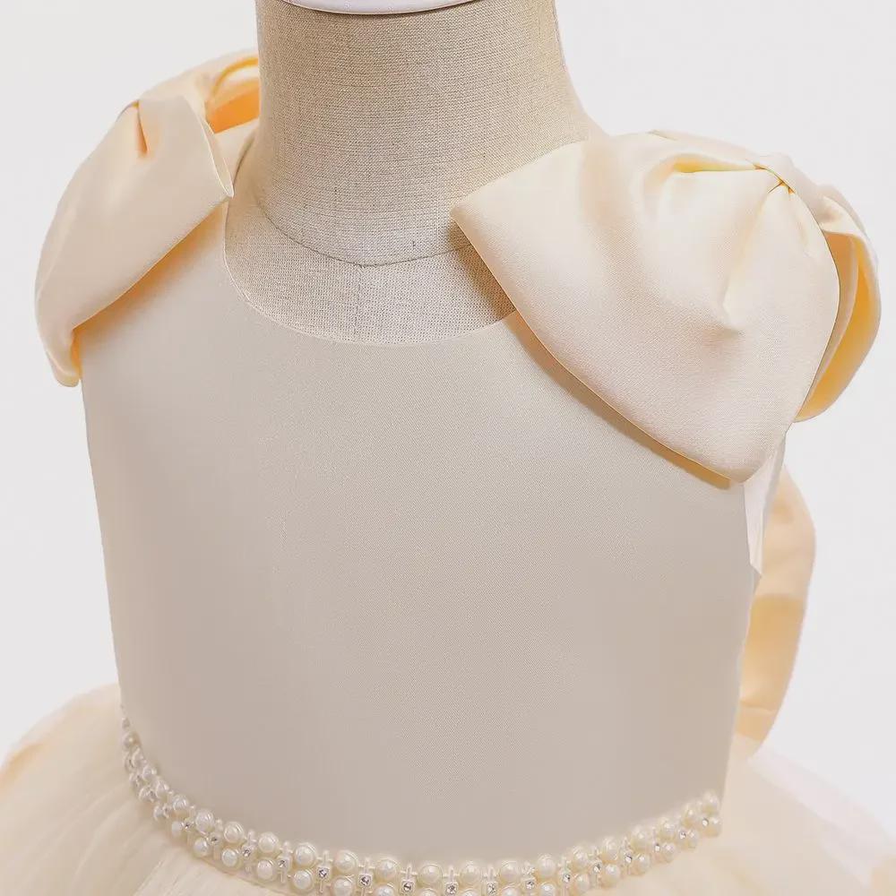 Платье-пачка принцессы европейского и американского производства: Рукава-банты для девочек-цветочниц для детских выступлений и повседневной одежды