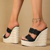 Fashion Eilyken Summer Weave Solid Platform Wedges Slippers Sandals Women Fashion Peep Toe Female Shoes Zapatos Mujer