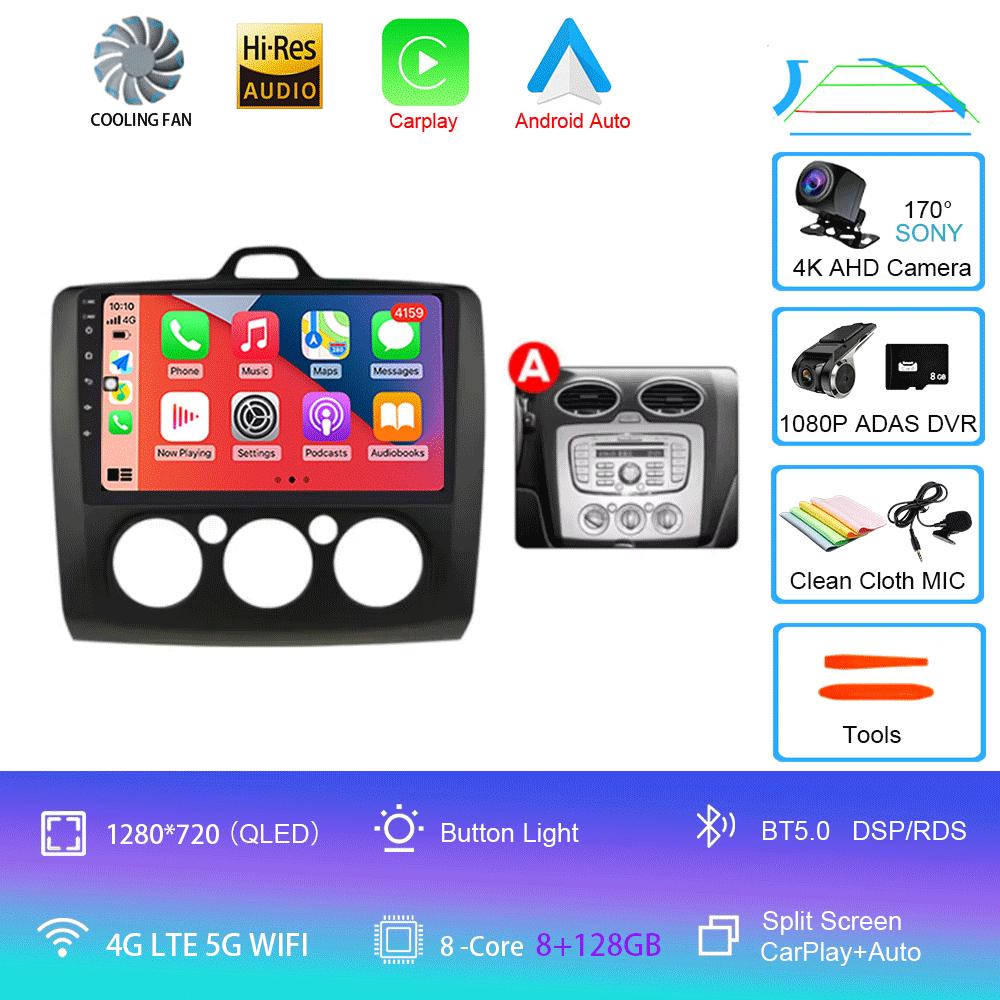 Android 14 Автомобильное радио Авторадио для Ford Focus 2 Mk2 2004 - 2011 GPS-навигация Мультимедийный проигрыватель Carplay Стерео WIFI 360 Камера