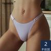2Pcs/Lot Women Sexy Ice Silk Panties Low-waist Seamless G String Lingerie Solid Half Hip Underwear