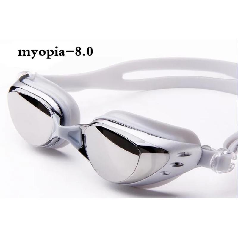 Спортивные взрослые очки для плавания с близорукостью для мужчин и женщин, диоптрийные очки для плавания, противотуманные водонепроницаемые силиконовые очки для плавания -1,5 до -8,0