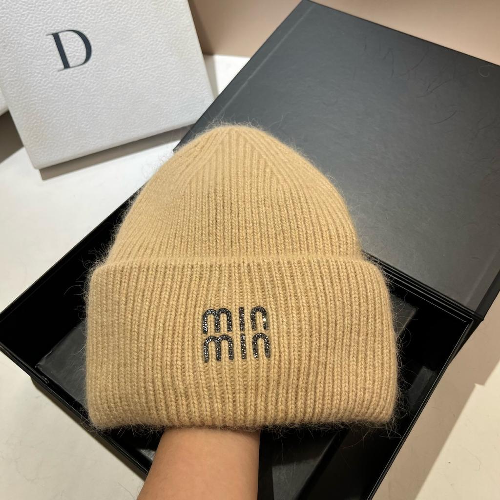 [Rabbit Fur] Min Thickened And Enlarged Double-Folded Edge Small Knitted Hat Winter Warm Plush Hat