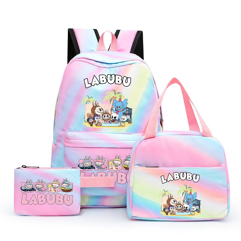 3Pcs/set Printed Backpack with Lunch Bag Pencil Case Student Teenager Boy Girl Bagpack Women's Backpack Set Travel Bag