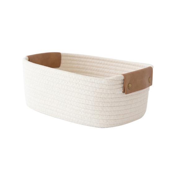 Хлопковая веревочная корзина Корзина для хранения с ручками Настольный органайзер Плетеная корзина для одежды Полотенца Игрушки Косметика Книга Использование в детской спальне